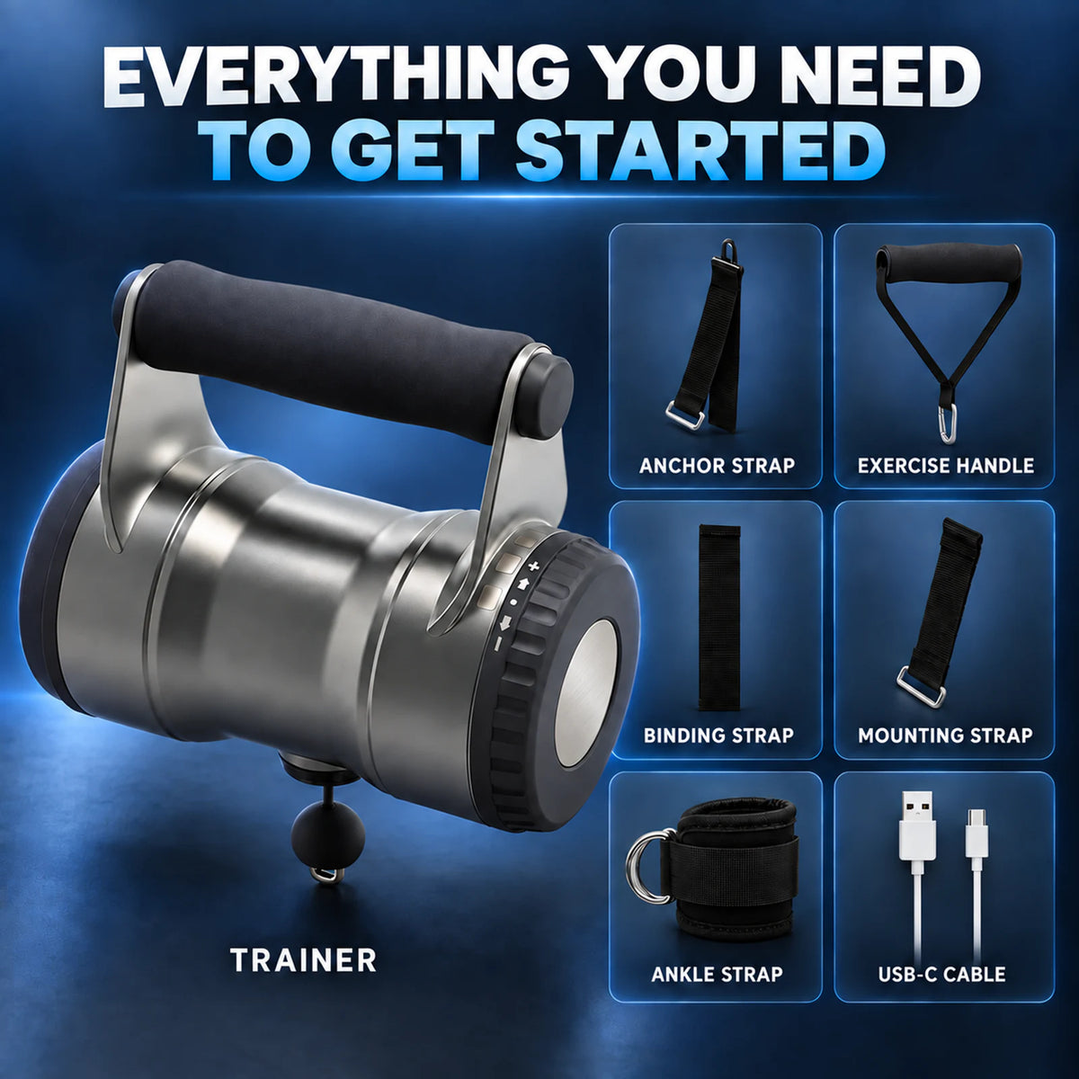 Portable Cable Resistance Trainer with Digital Tracking