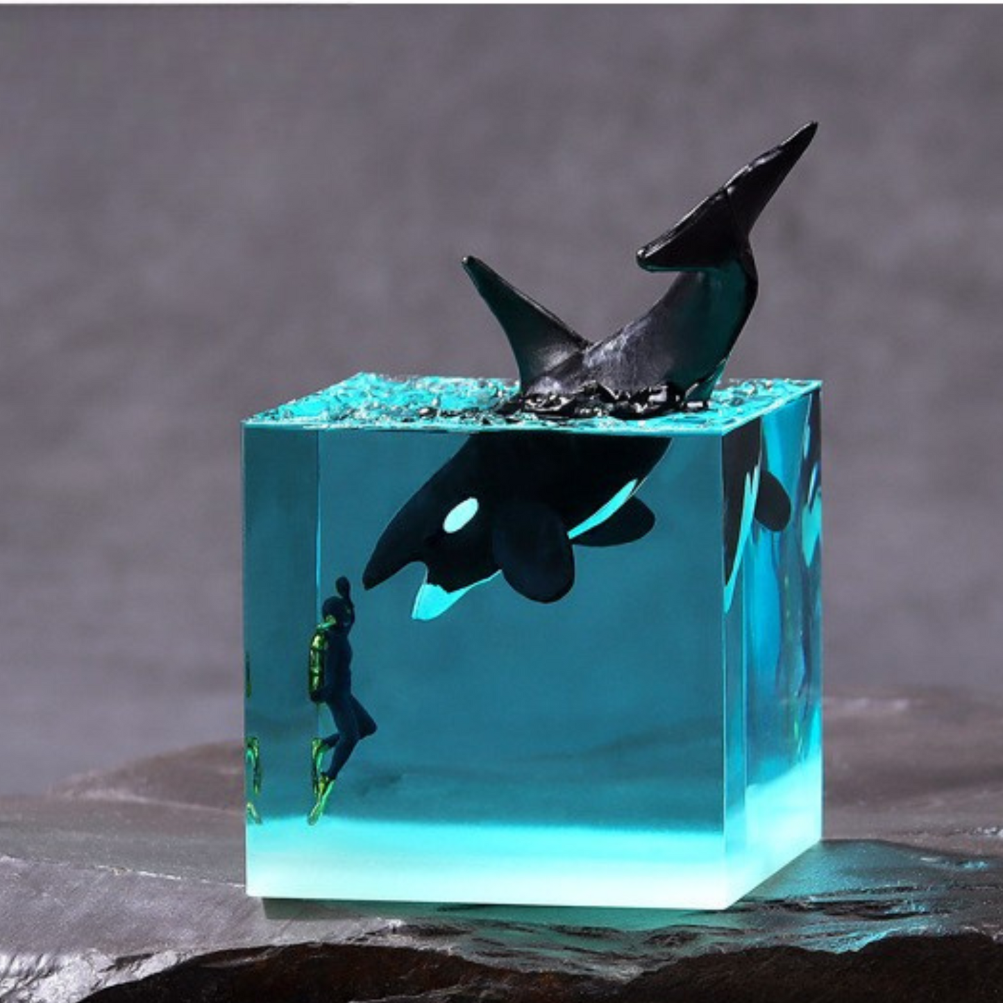 Ocean whale resin drip art figurine