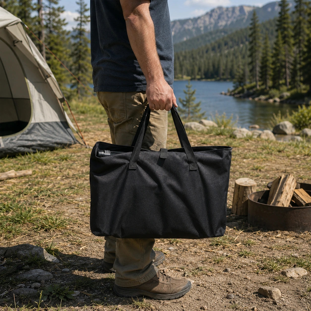 Portable Camping Director’s Chair with Side Pocket & Carry Bag