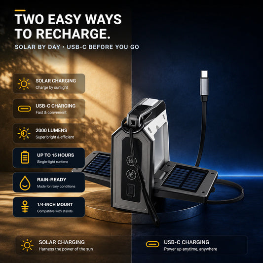 2000LM Foldable Solar Camping Light with RGB Ambient Glow