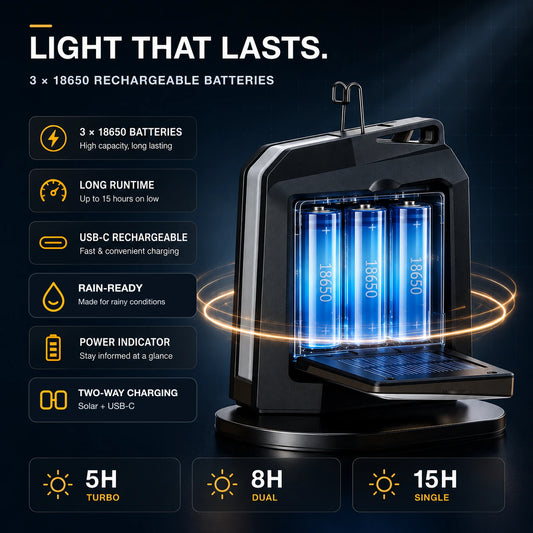 2000LM Foldable Solar Camping Light with RGB Ambient Glow