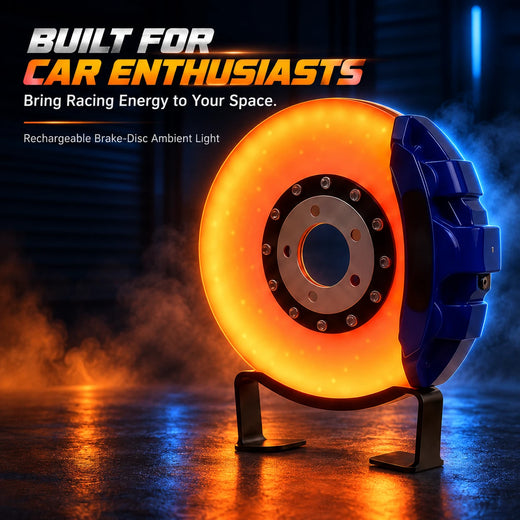 Rechargeable Brake-Disc Ambient Light – Touch Control, Warm Orange Glow