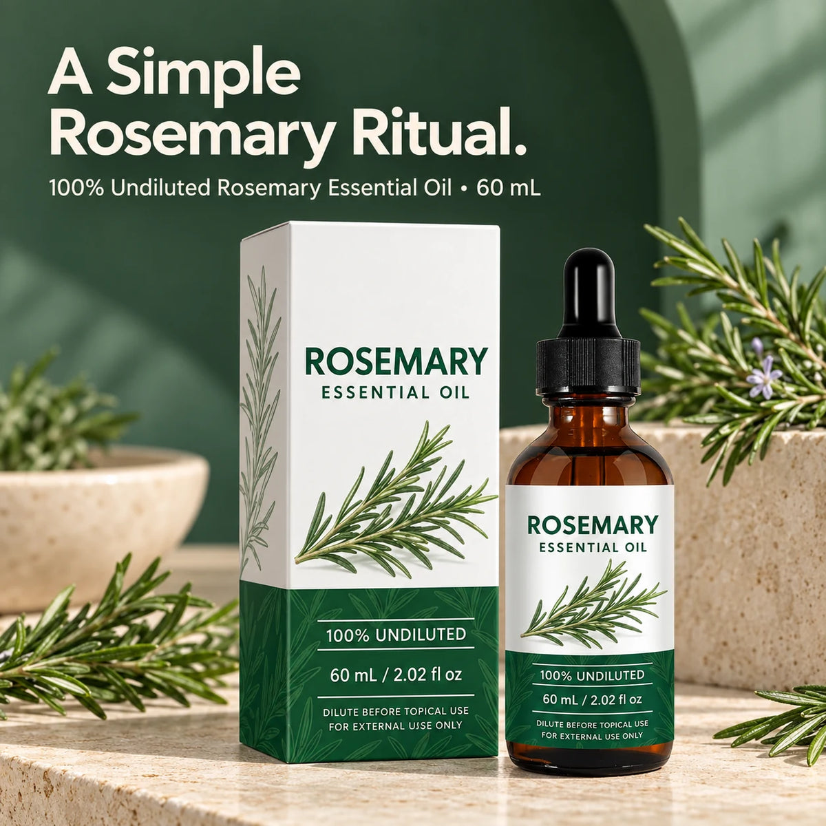 100% Undiluted Rosemary Essential Oil — 60 mL