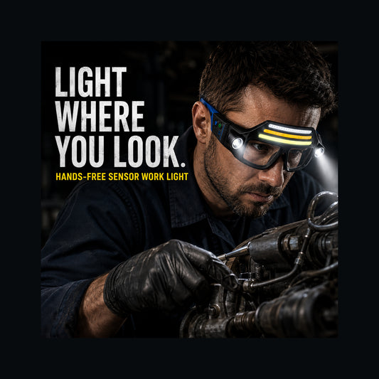 Motion Sensor LED Work Glasses – Hands-Free Dual Beam Light