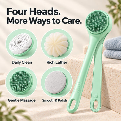 Powered Dual-Handle Body Brush with 4 Brush Heads