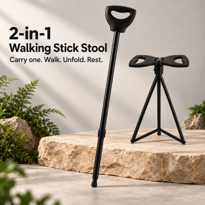 2-in-1 Walking Stick & Portable Stool
