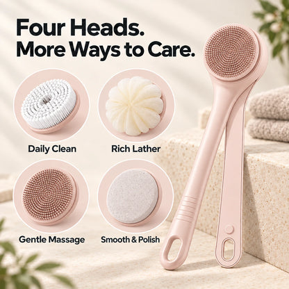 Powered Dual-Handle Body Brush with 4 Brush Heads