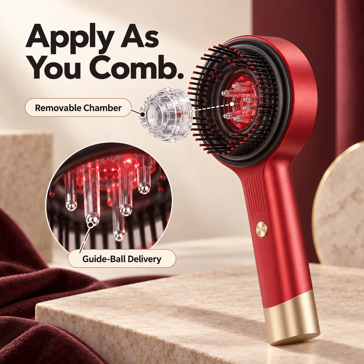 4-in-1 Red Light Scalp Massage & Serum Applicator Brush