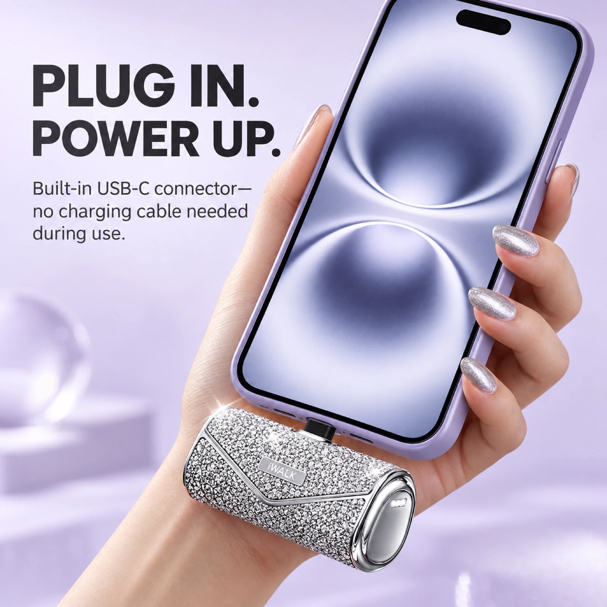 iWALK LinkPod 5000S Sparkly USB-C Portable Charger – 5000mAh, 22.5W