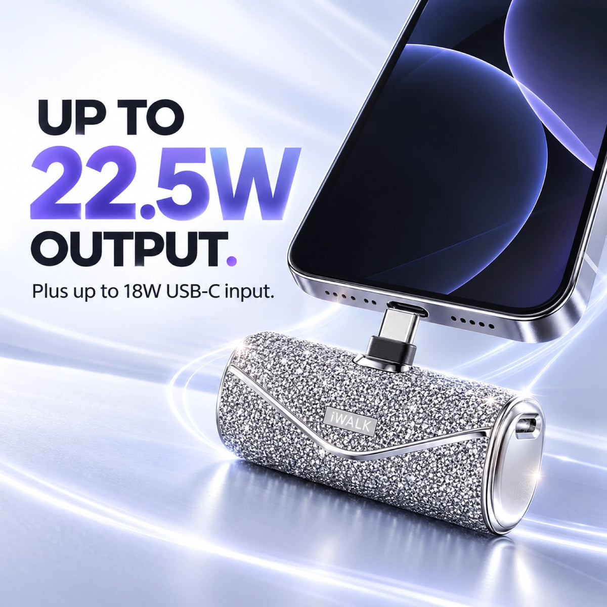 iWALK LinkPod 5000S Sparkly USB-C Portable Charger – 5000mAh, 22.5W