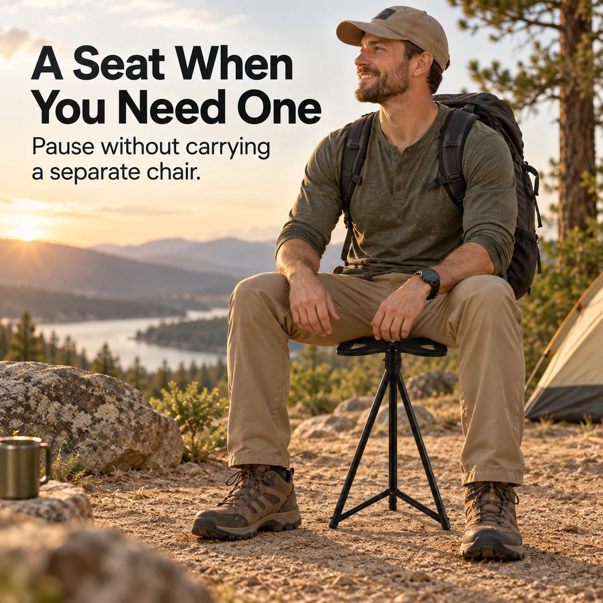 2-in-1 Walking Stick & Portable Stool