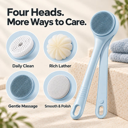 Powered Dual-Handle Body Brush with 4 Brush Heads