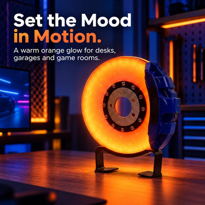 Rechargeable Brake-Disc Ambient Light – Touch Control, Warm Orange Glow