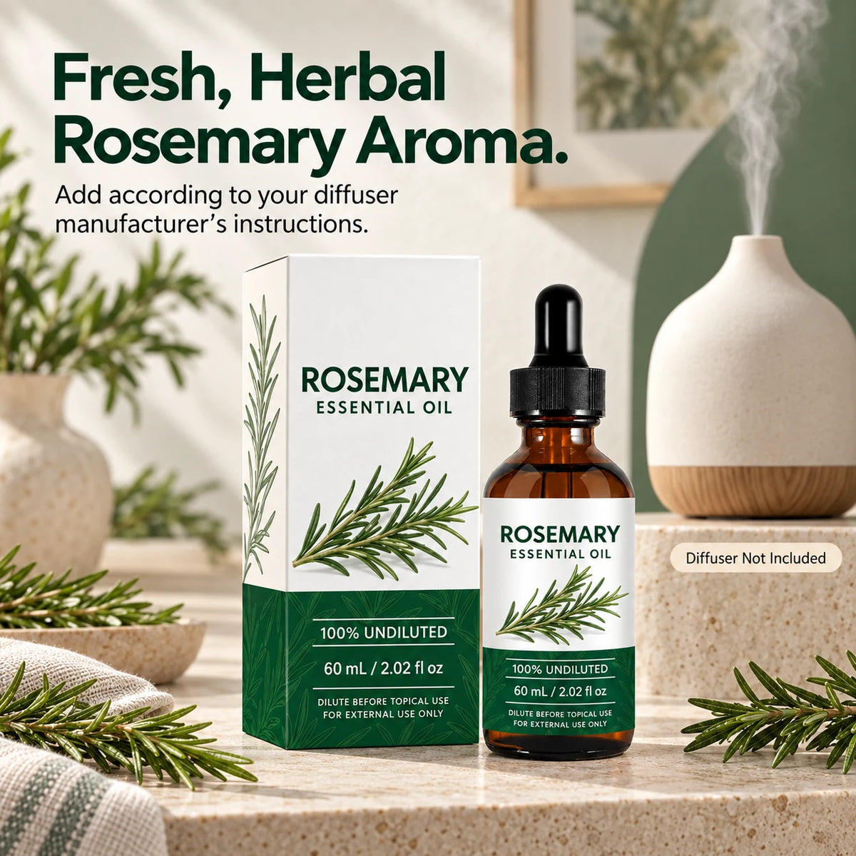 100% Undiluted Rosemary Essential Oil — 60 mL