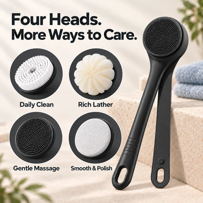 Powered Dual-Handle Body Brush with 4 Brush Heads