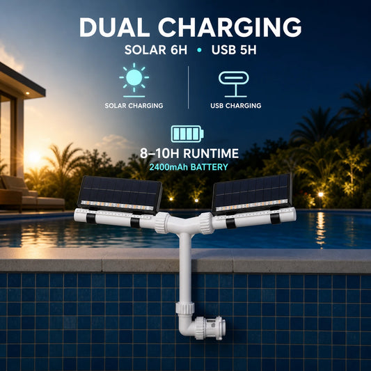 Dual-Head Solar LED Pool Fountain with App & Remote Control