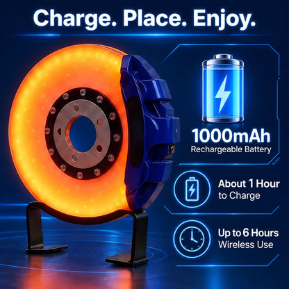 Rechargeable Brake-Disc Ambient Light – Touch Control, Warm Orange Glow