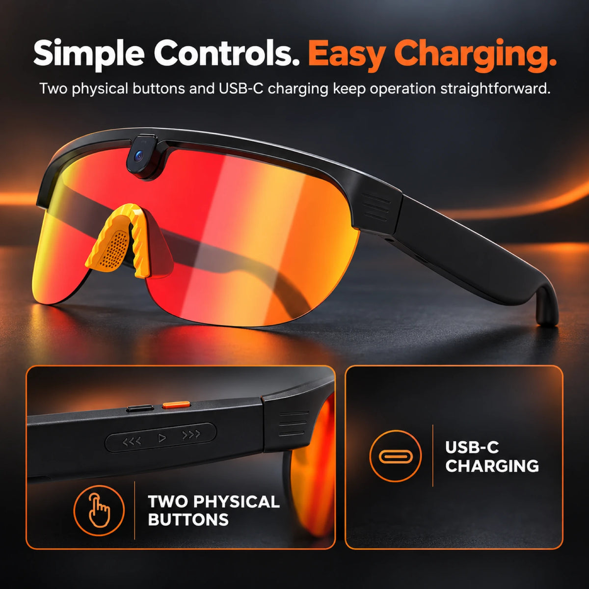 G5Max Smart Cycling Camera Glasses – 8MP, 1080P & Open-Ear Audio