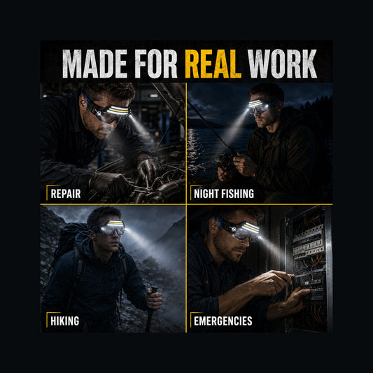 Motion Sensor LED Work Glasses – Hands-Free Dual Beam Light