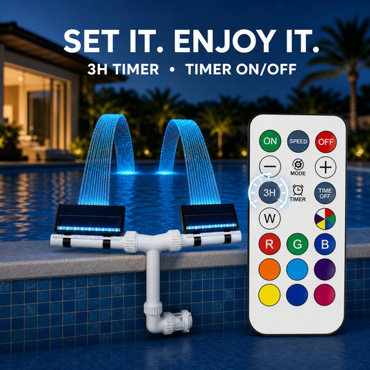 Dual-Head Solar LED Pool Fountain with App & Remote Control
