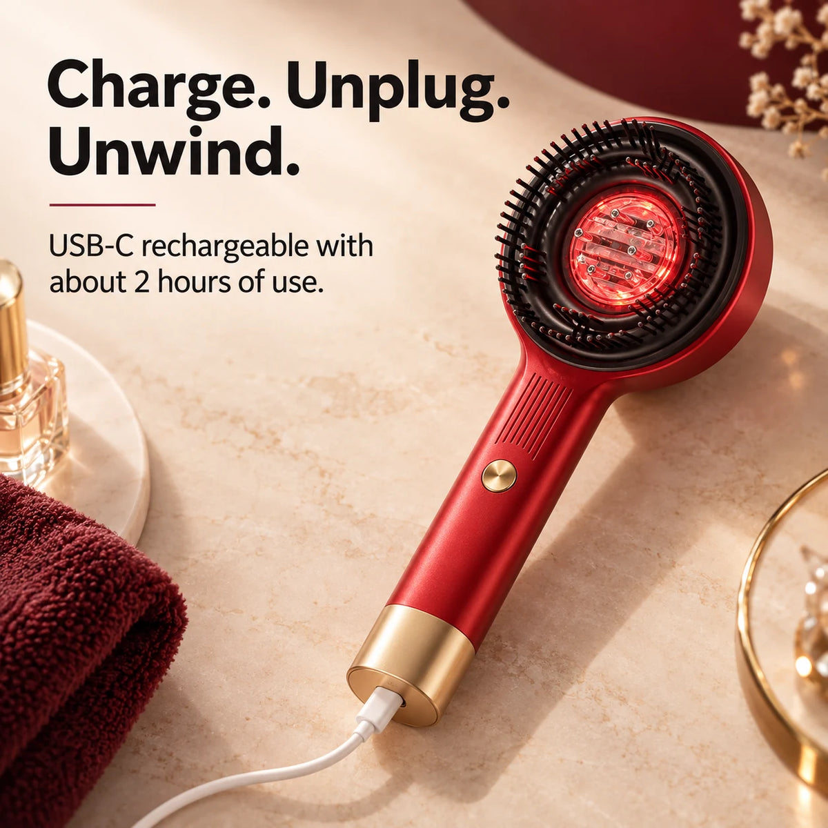 4-in-1 Red Light Scalp Massage & Serum Applicator Brush