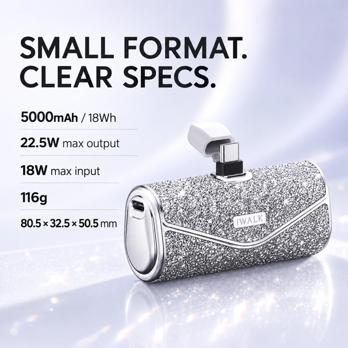 iWALK LinkPod 5000S Sparkly USB-C Portable Charger – 5000mAh, 22.5W