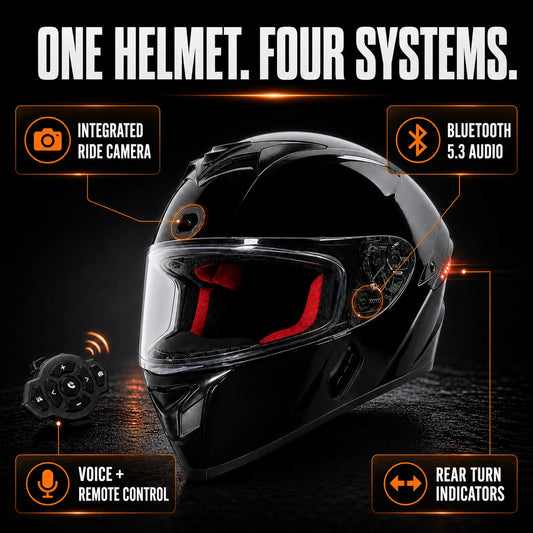 M23 Smart Full-Face Motorcycle Helmet with 4K Camera & Bluetooth 5.3