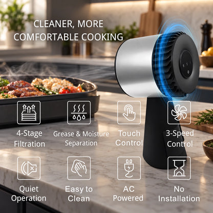 Portable Countertop Range Hood – 4-Stage Filter, 3-Speed Smoke & Grease Extractor