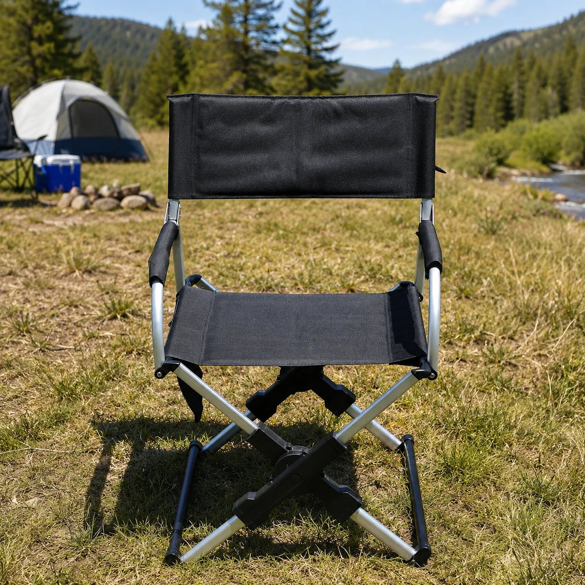 Portable Camping Director’s Chair with Side Pocket & Carry Bag