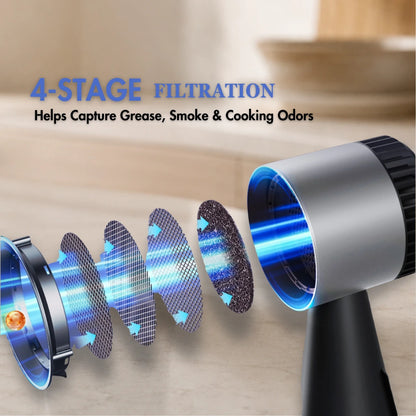 Portable Countertop Range Hood – 4-Stage Filter, 3-Speed Smoke & Grease Extractor