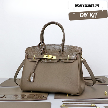 Crocodile Leather Patchwork Color Flap Birkin Handbag DIY Kit