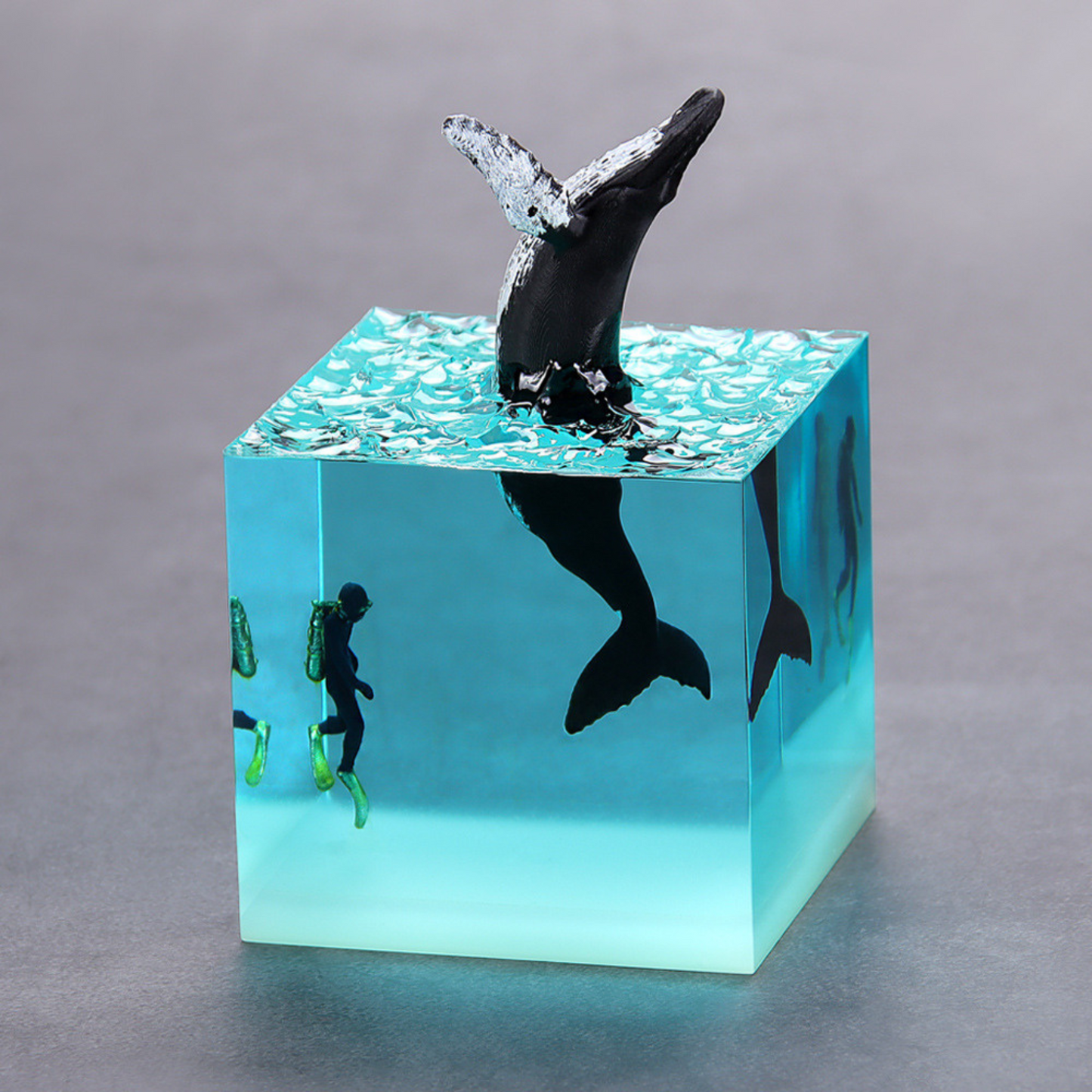 Handmade Resin - Poured Ocean Whale Art Decor