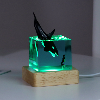Ocean whale resin drip art figurine