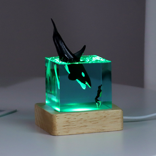 Ocean whale resin drip art figurine