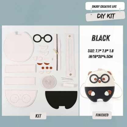 Cartoon glasses Bear Bag Crossbody bag DIY kit