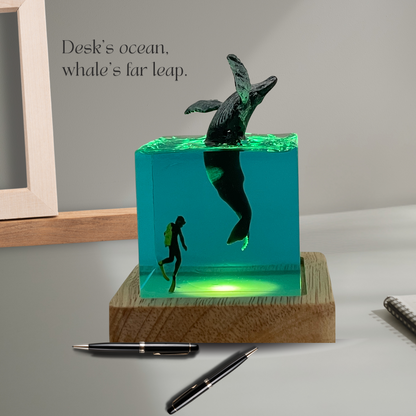 Handmade Resin - Poured Ocean Whale Art Decor