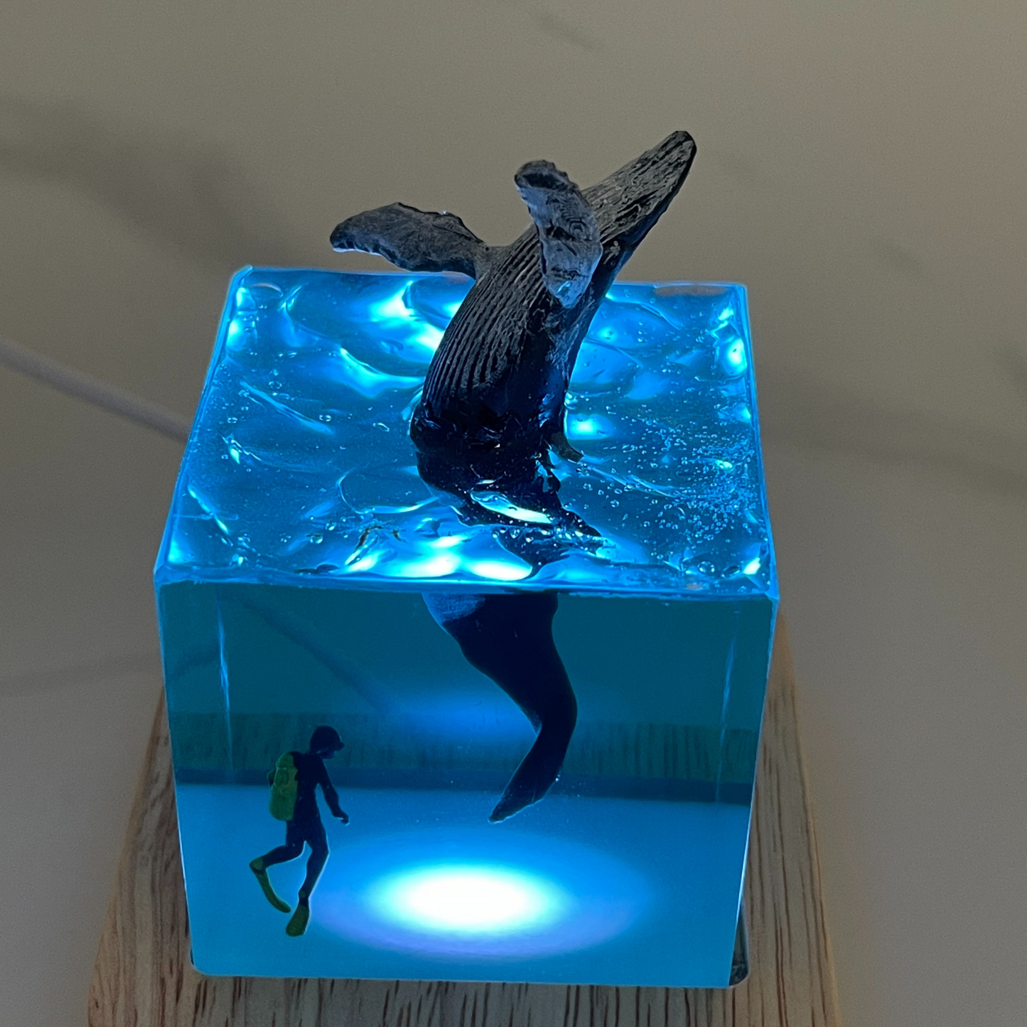 Handmade Resin - Poured Ocean Whale Art Decor
