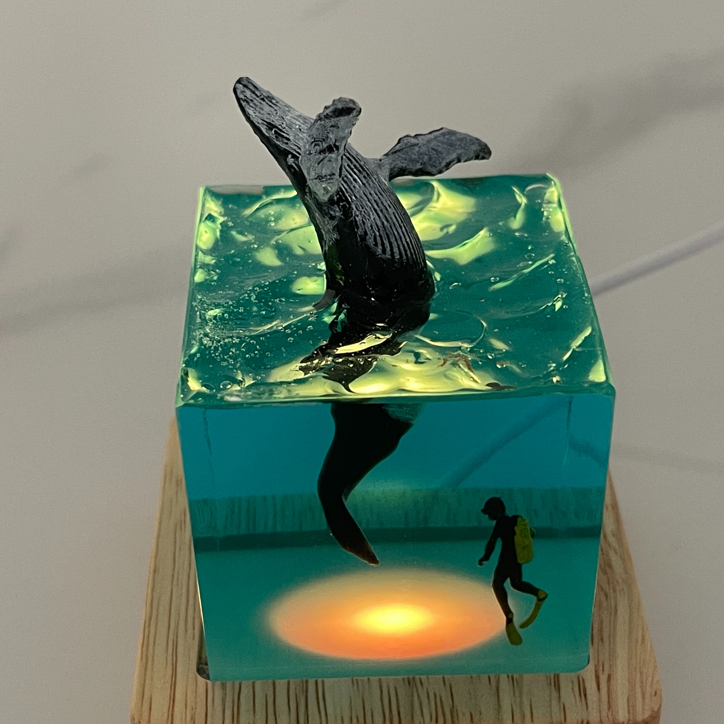 Handmade Resin - Poured Ocean Whale Art Decor