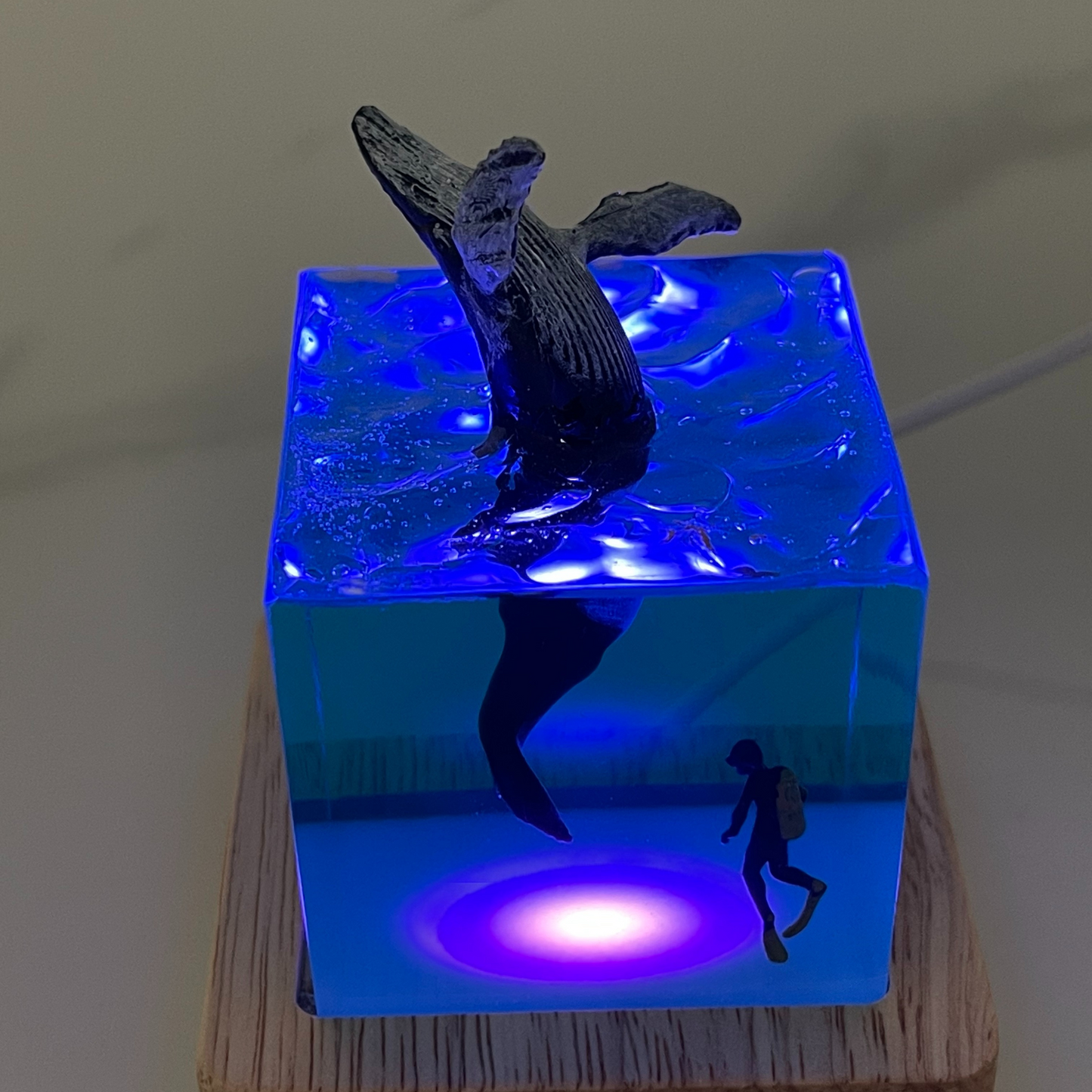 Handmade Resin - Poured Ocean Whale Art Decor