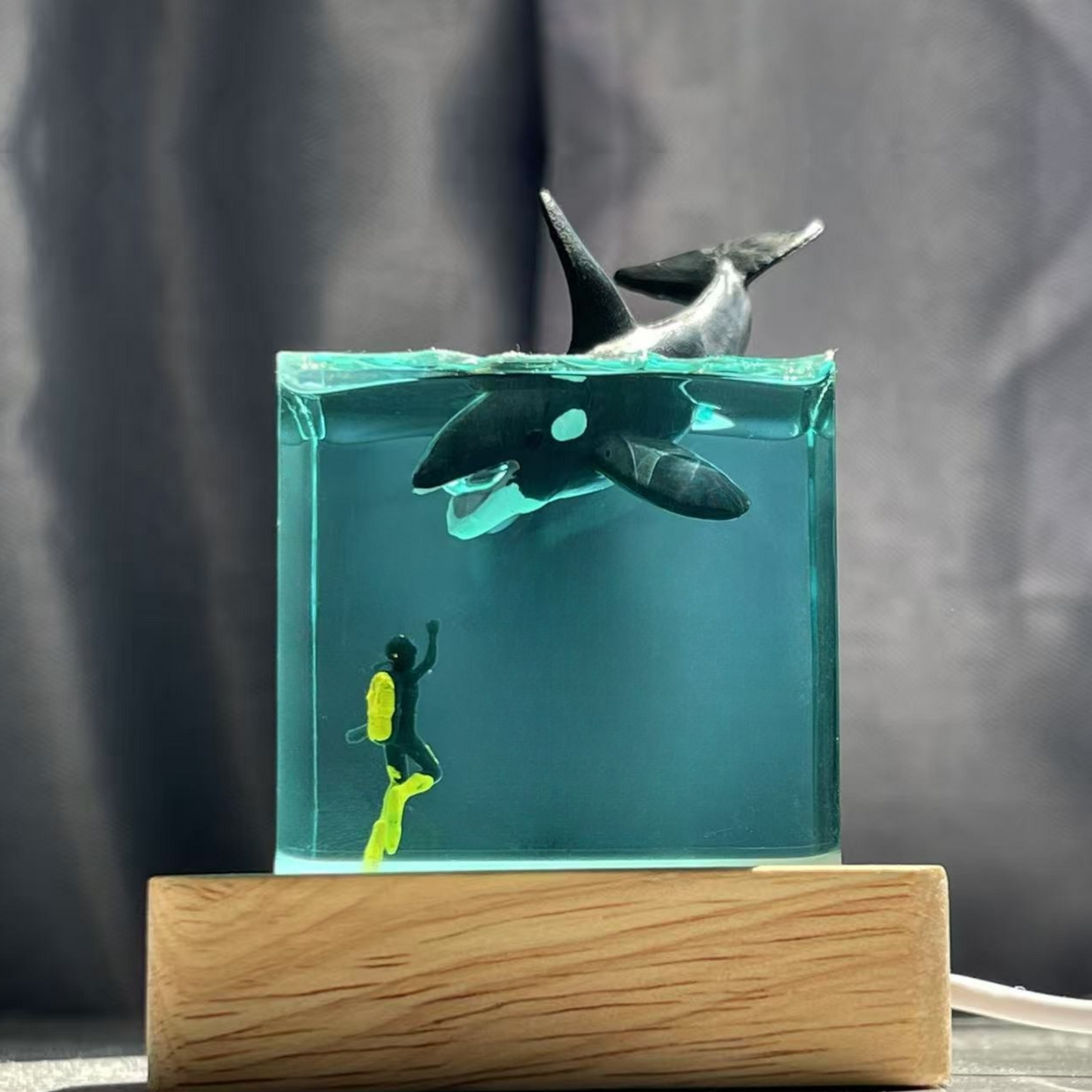 Ocean whale resin drip art figurine