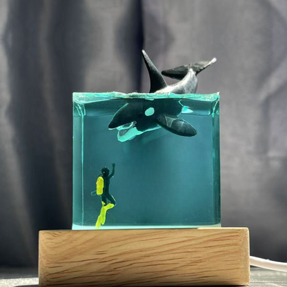 Ocean whale resin drip art figurine