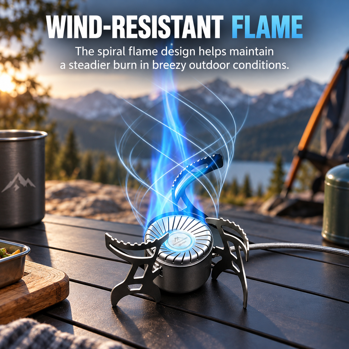 Portable Camping Stove with Folding Pot Supports