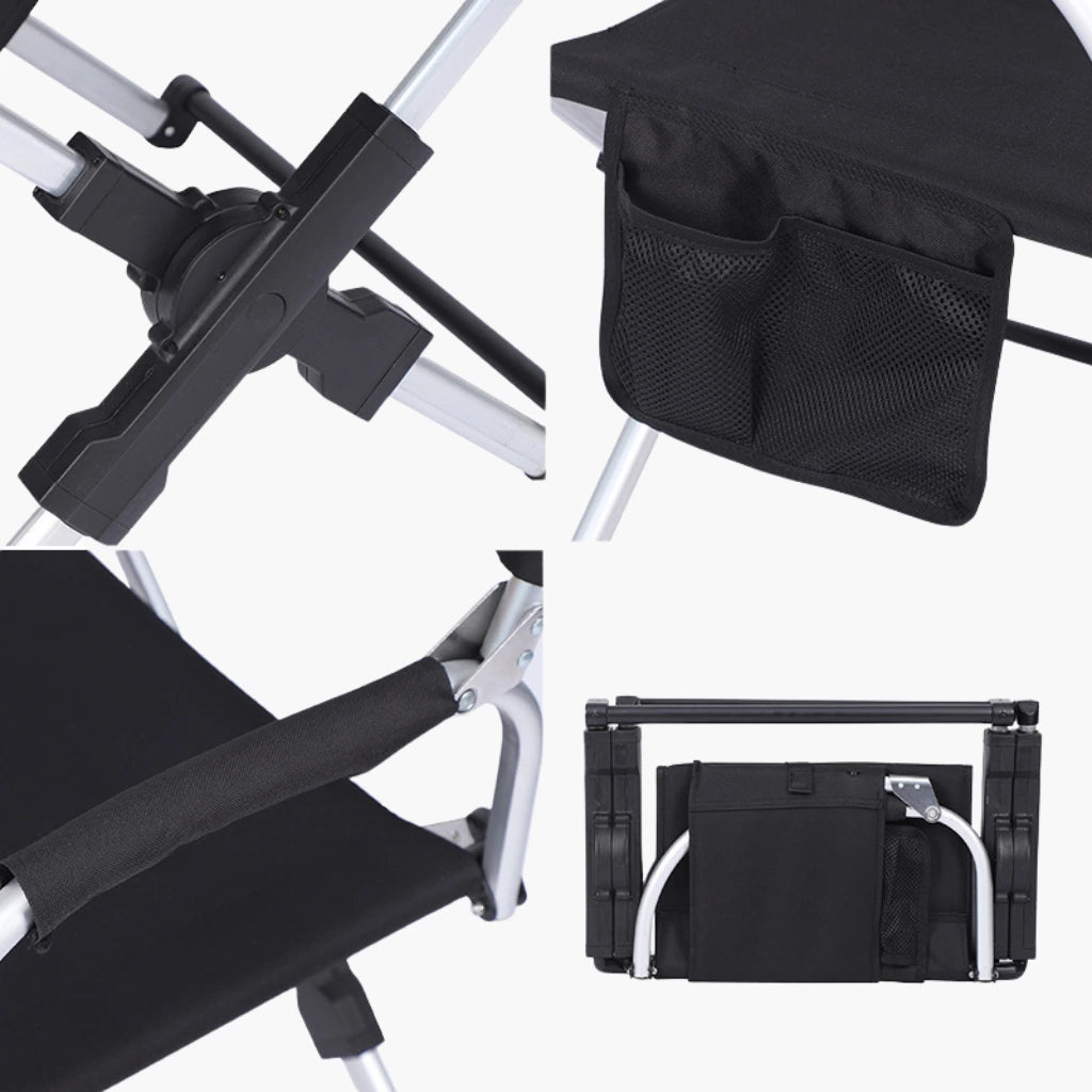 Portable Camping Director’s Chair with Side Pocket & Carry Bag