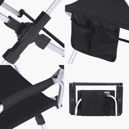 Portable Camping Director’s Chair with Side Pocket & Carry Bag
