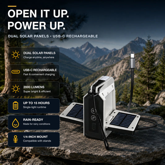 2000LM Foldable Solar Camping Light with RGB Ambient Glow