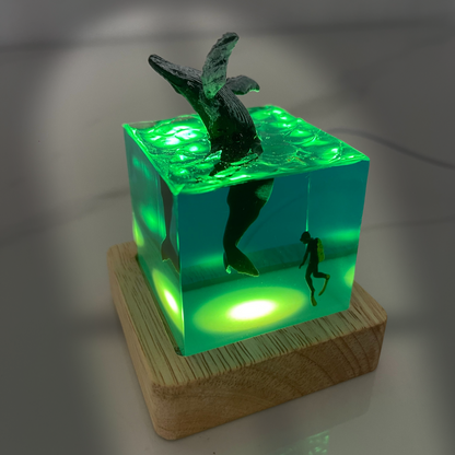 Handmade Resin - Poured Ocean Whale Art Decor