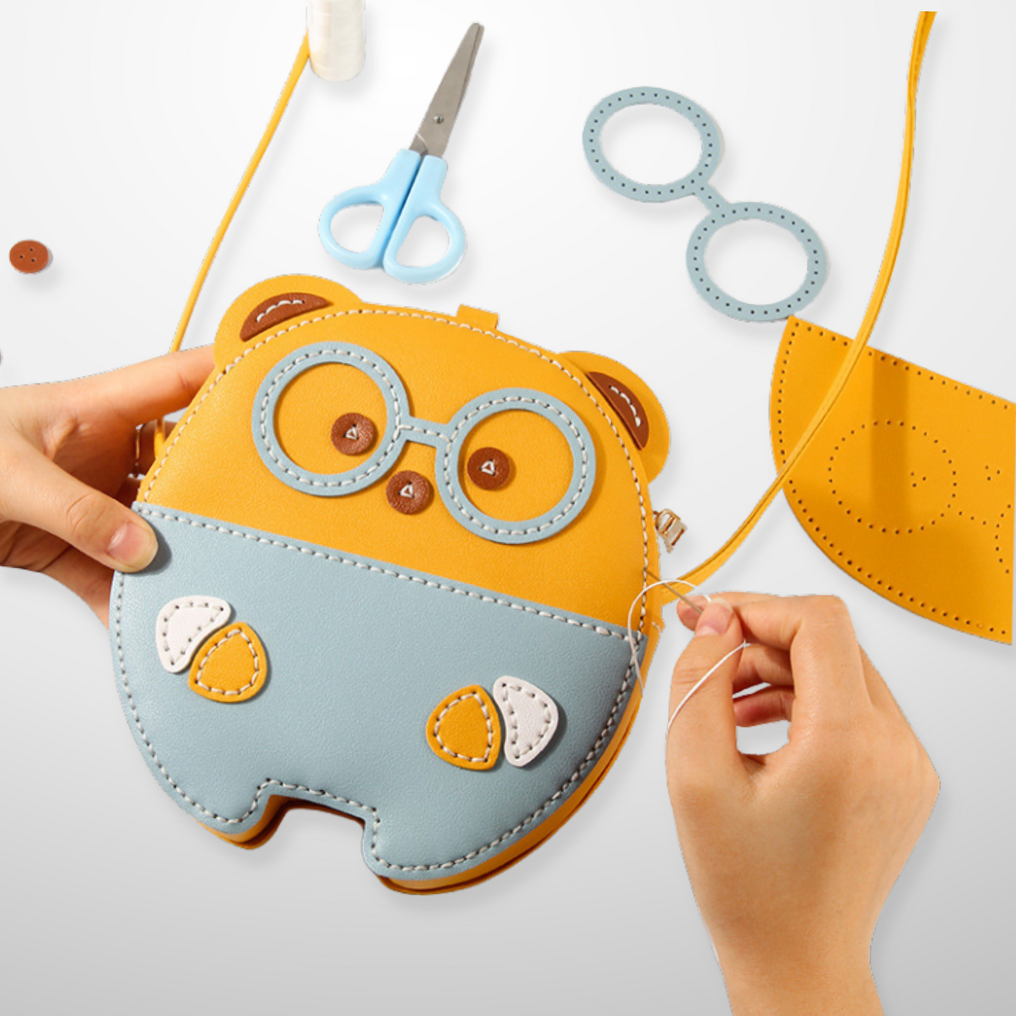 Cartoon glasses Bear Bag Crossbody bag DIY kit